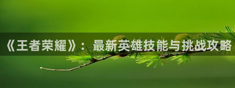 天美娱乐娱乐是真的吗：《王者荣耀》：最新英雄技能与挑战攻略